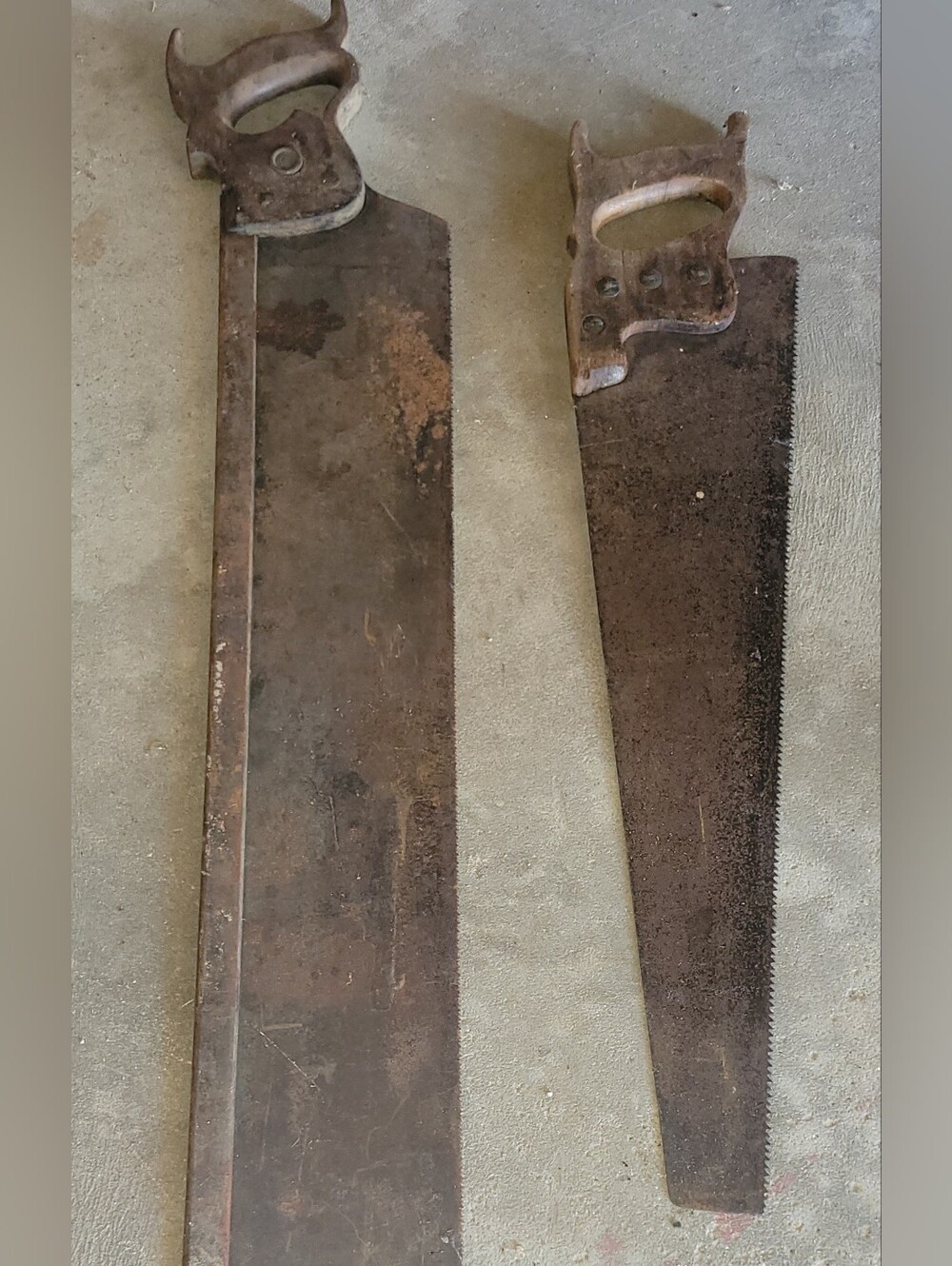 Vintage Hand Saws with Wooden Handles - Rustic Metal Blade #2